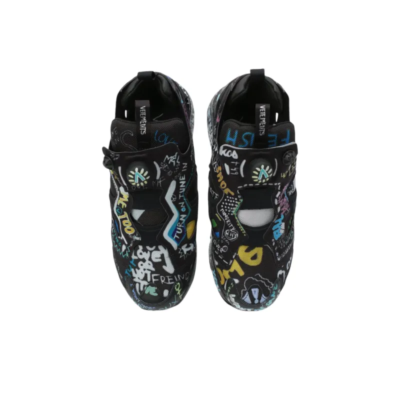 Vetements x Reebok Instapump Fury Slip-Resistant Low-Top Casual Shoes Men's Black Blue-2