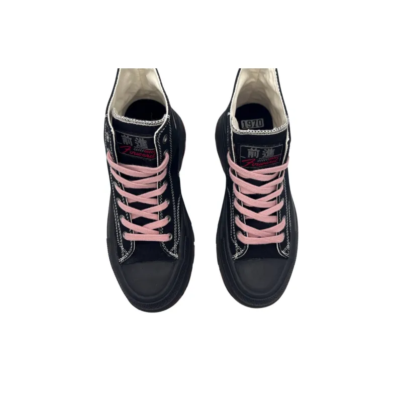 QIANJIN High Top Canvas Shoes Women's Black-3