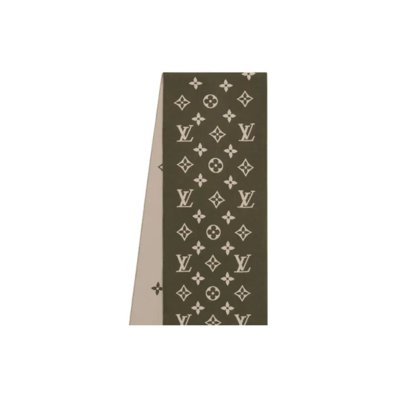LOUIS VUITTON Sheep Wool Knit Scarves Men's Green-2