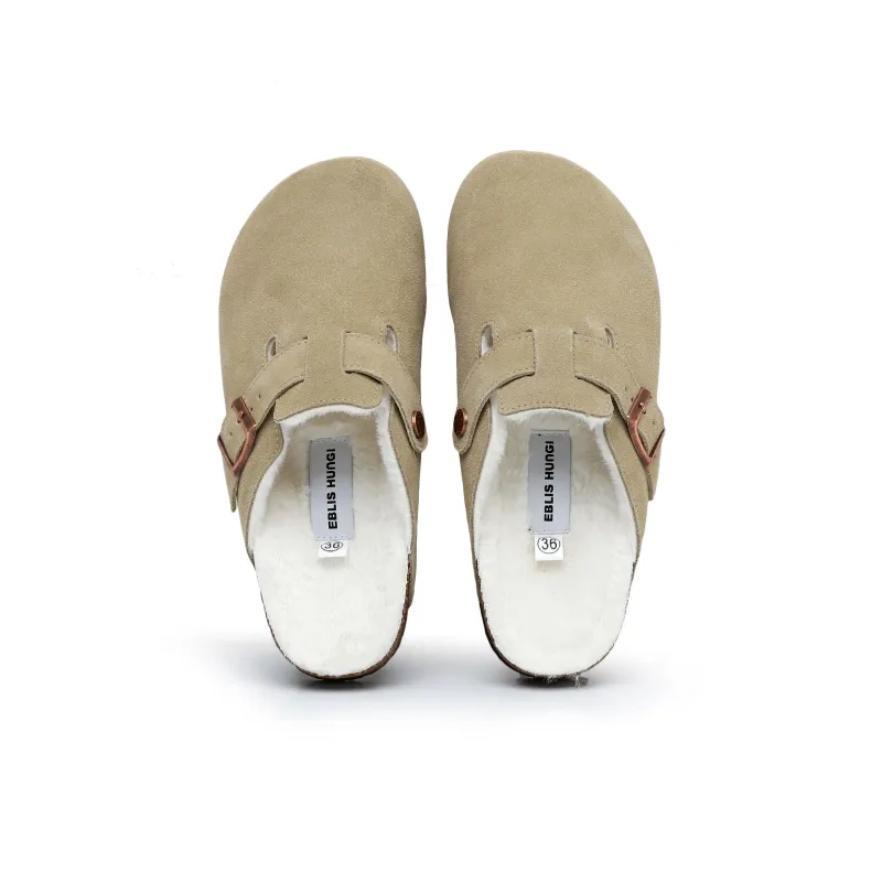 EBLIS HUNGI Cork Sole Slip-Resistant Abrasion-Resistant Wrap-toe Slippers Unisex-23