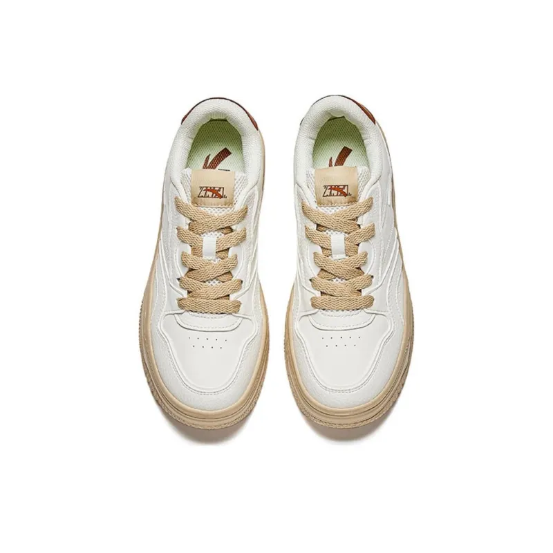 Anta Street Play 2 Slip Resistant Cushioning Low Top Skateboard Shoes Women's White Brown-2