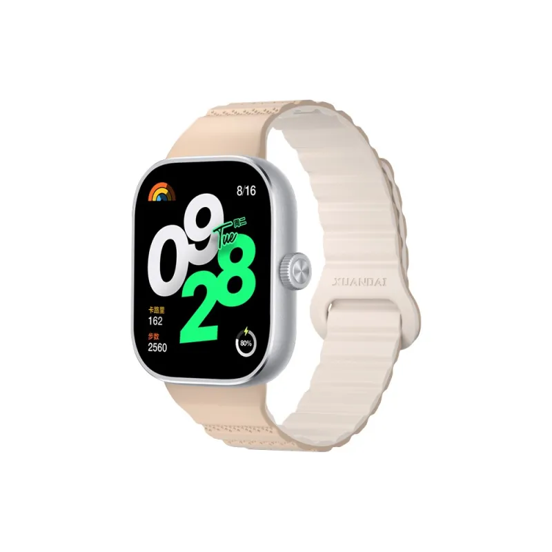 IBOANN Watch Band Red Beige Compatibility Silicone Material-3