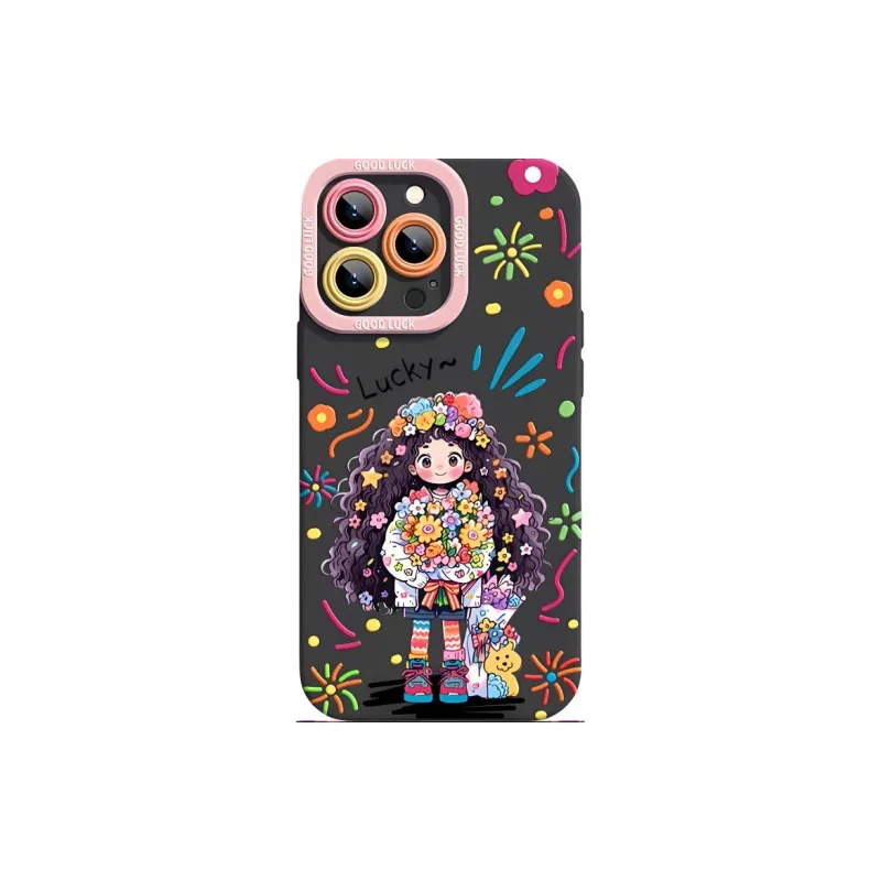 Wei Xin Silicone Material Bouquet Girl Phone Cases Compatible With IPhone 16/15 Pro Max/Apple 13/14 Pro/Max-6