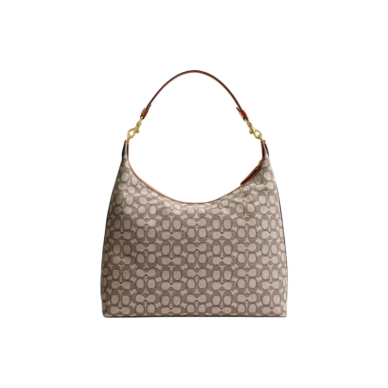 COACH Juliet Fabric Jacquard Handbag, Shoulder Bag Tubas Women's Cocoa Varnish Amber-4