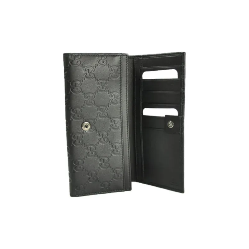 GUCCI Leather Wallet Women's Black-3
