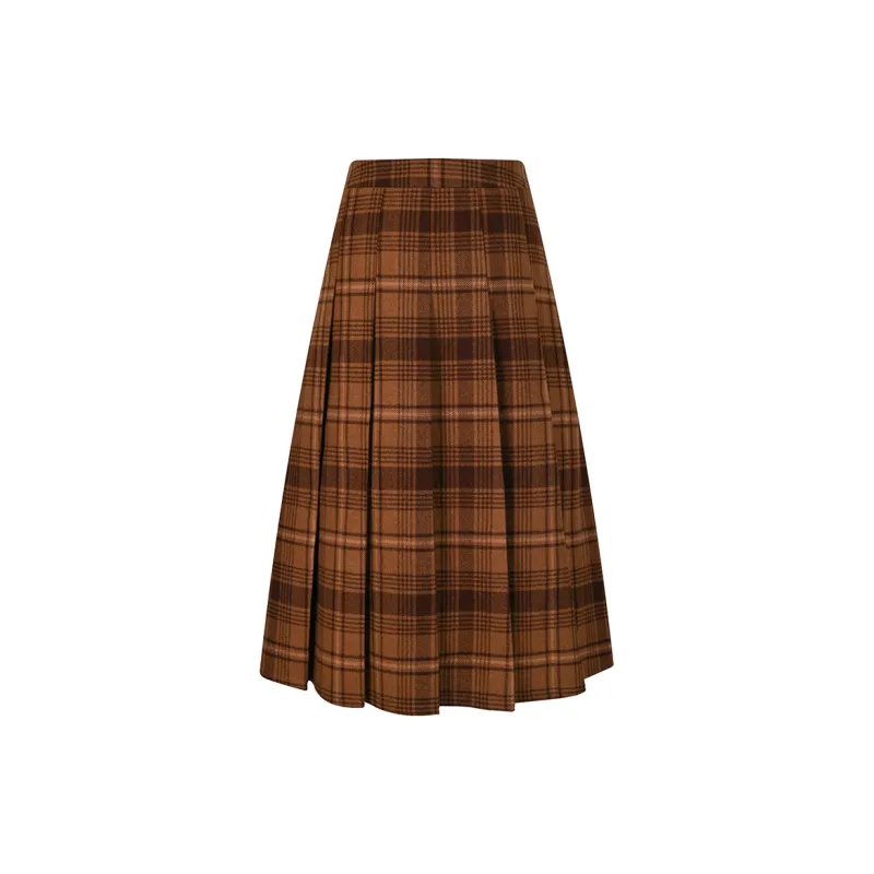 NTOT Casual Long Skirt Women's Brown-1