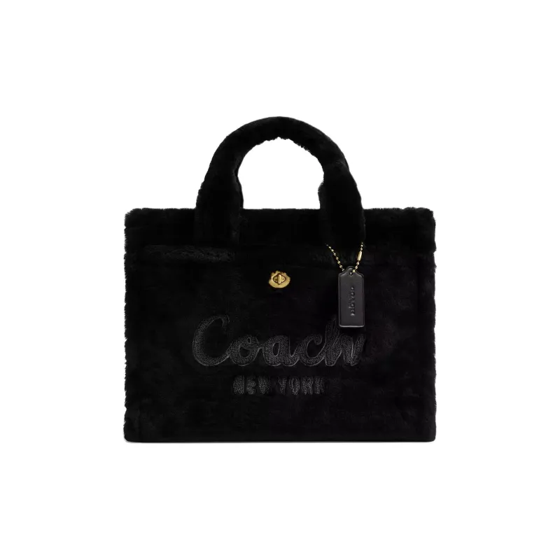 COACH Cargo Shearling Tote Bag, Shopping Bag, Shoulder Bag, Crossbody Bag, Handbag Tubas Women's Black-0