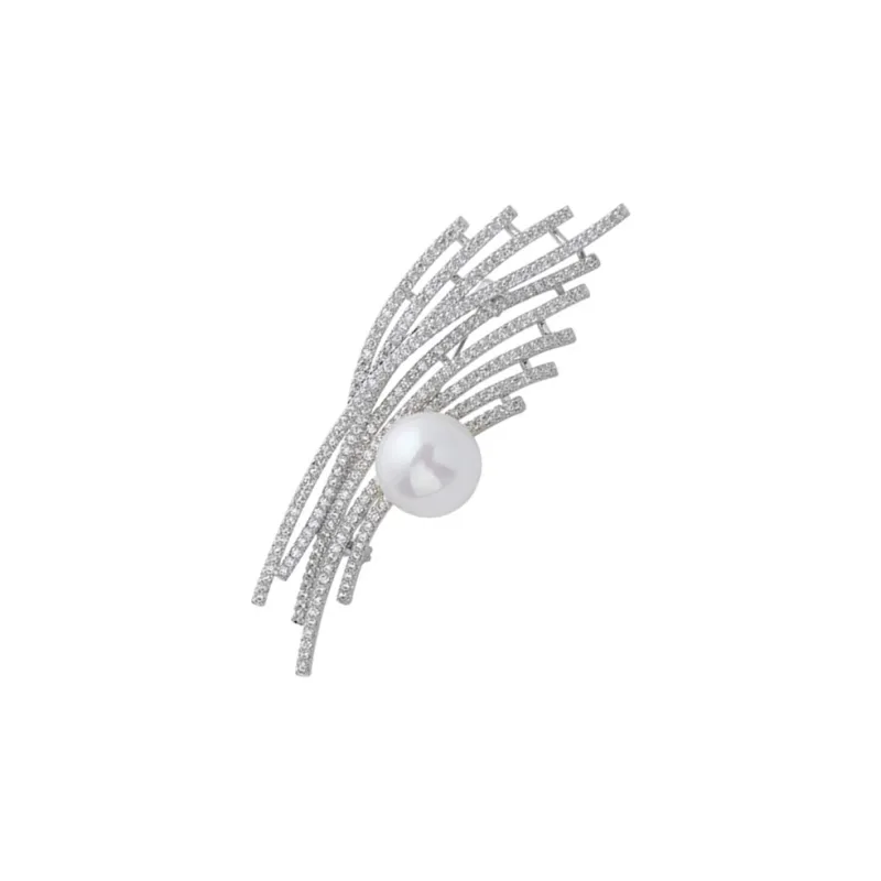NATURALLYJOJO Faux Pearl Brooches Women's Silver-0