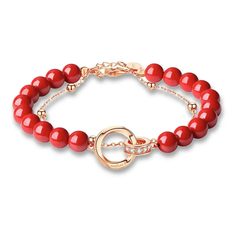 XIBAOCHUNHUA Reconstructed Cinnabar Bracelets Unisex-6