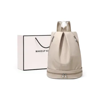 MAKEUP KITTEN Nylon Fabric With Synthetic Leather Backpack Unisex Khaki