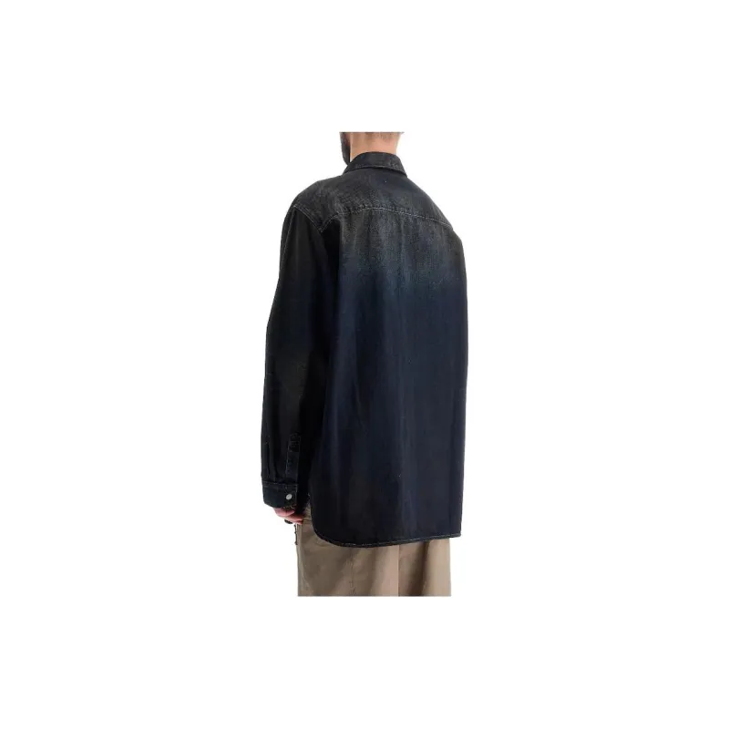 Acne Studios Collared Long Sleeve Denim Shirt-3