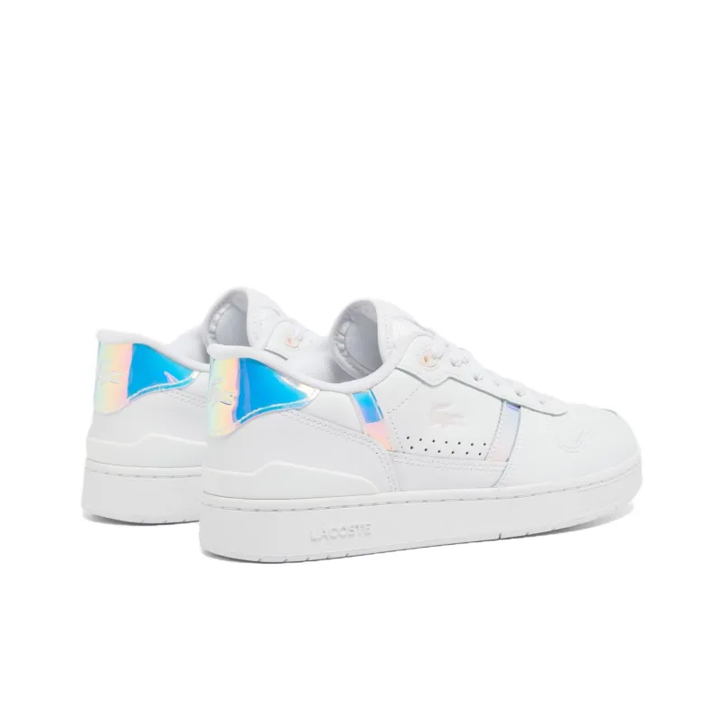 LACOSTE T-Clip Low-Top Skateboard Shoes Women's White Pink Blue-2