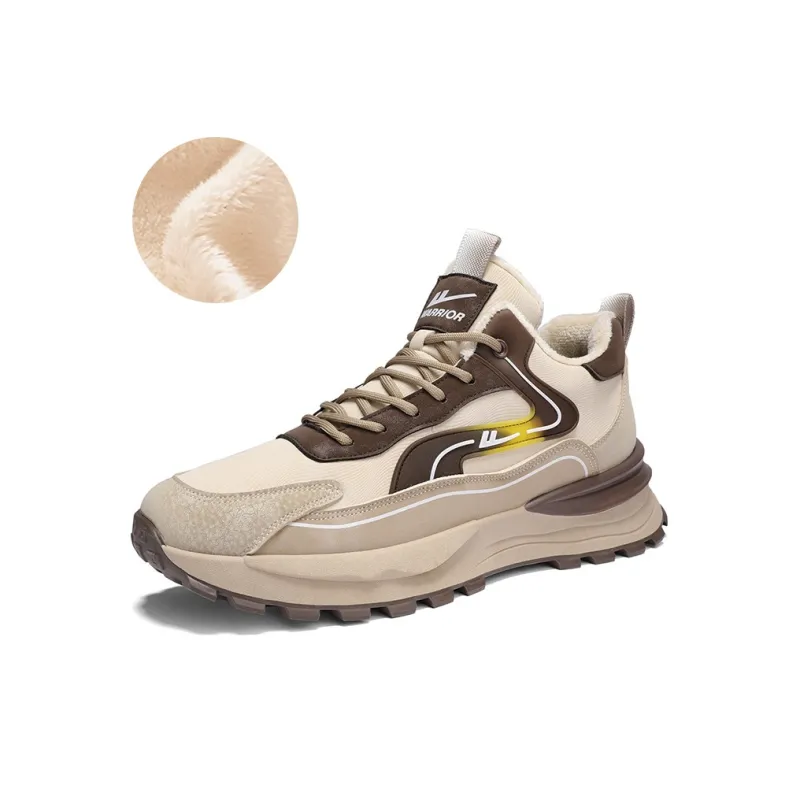 Warrior Cushioning Abrasion Resistant Height Increasing Thermal Mat High Top Casual Shoes Men's Khaki Brown-1