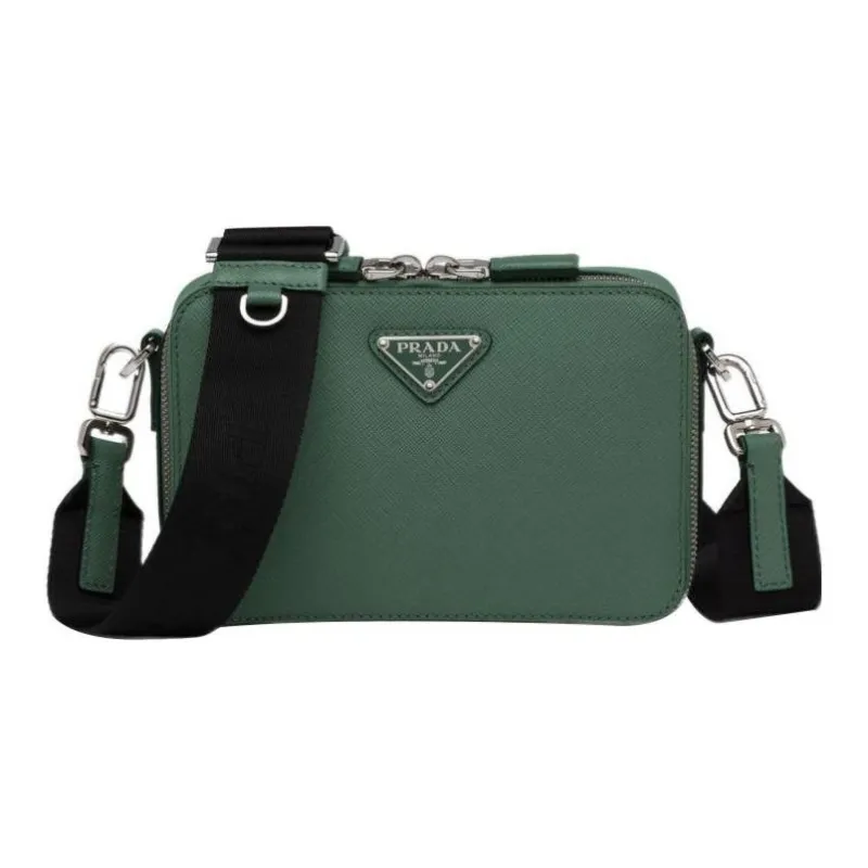 PRADA Brique Leather Shoulder Bag Crossbody Bag Men's Emerald Green-0
