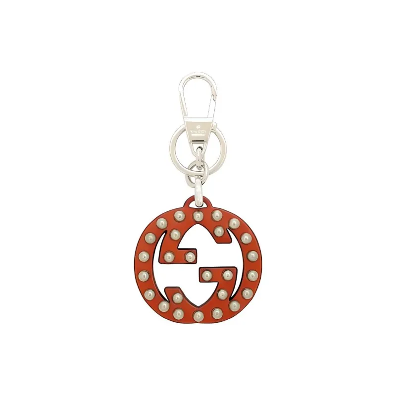 GUCCI Leather Keychains Unisex Orange-1