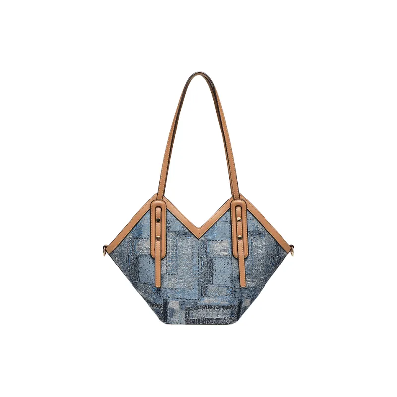 OCTSUI PVC Tote Bag Shopping Bag Shoulder Bags Women's Coffee/Denim-6