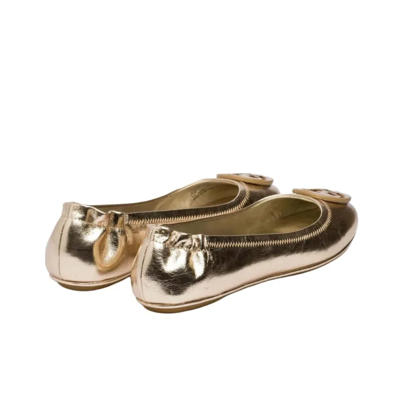 TORY BURCH Minnie Travel Ballet Flats Spark Gold Women's-4