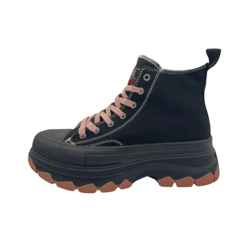 QIANJIN High Top Canvas Shoes Women's Black