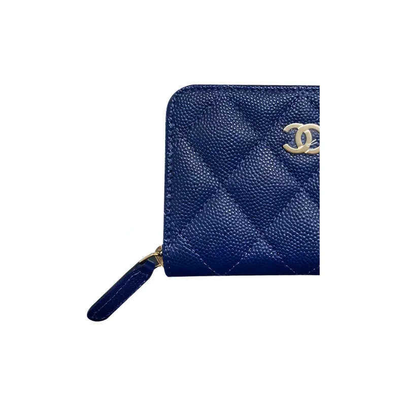 CHANEL Grain Bright Caviar Calfskin Coin Purse Women's Marine Blue-2