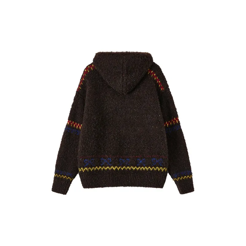 WULISHAONIAN Sweater Unisex Red Brown-1
