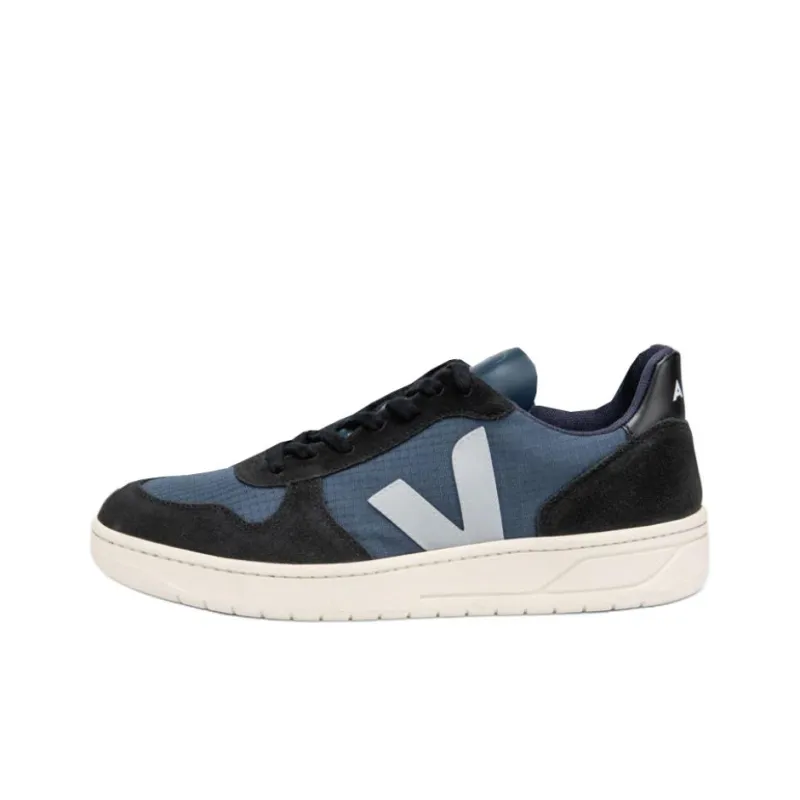 VEJA V-10 Low-Top Skateboard Shoes Unisex Black Blue-0