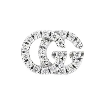 GUCCI 18kt White Gold Interlocking Diamond Stud Earrings
