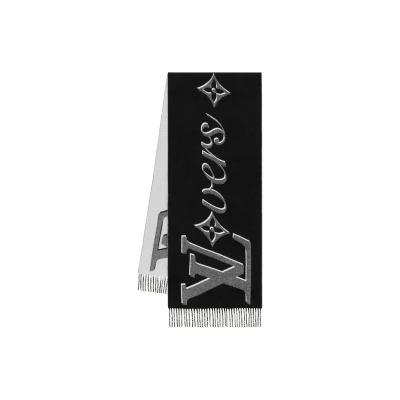 LOUIS VUITTON Sheep Wool Knit Scarves Men's Black-0