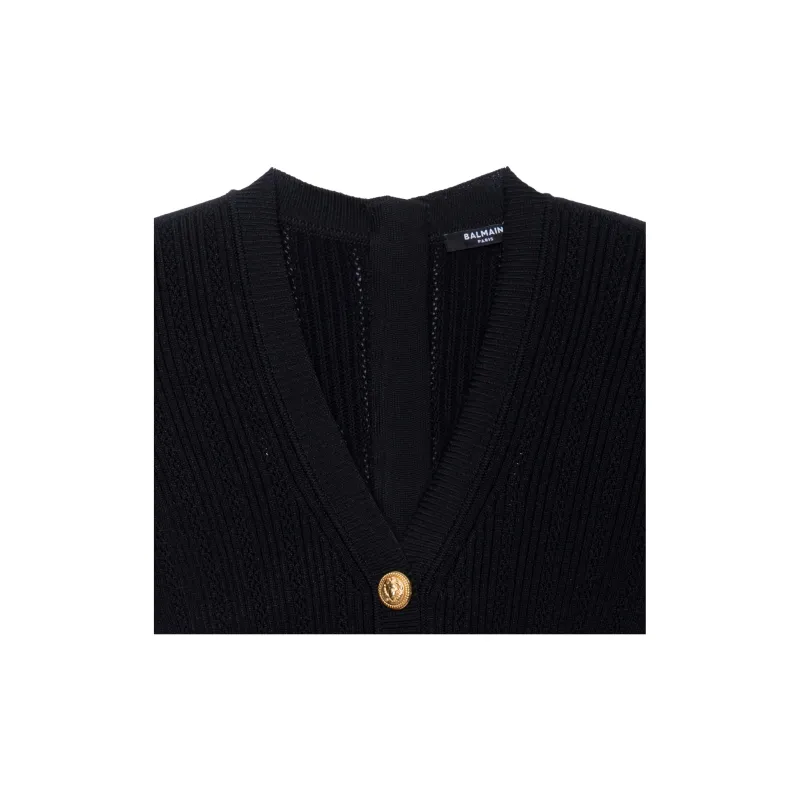 BALMAIN Short Sleeved Dress Women's Black-5