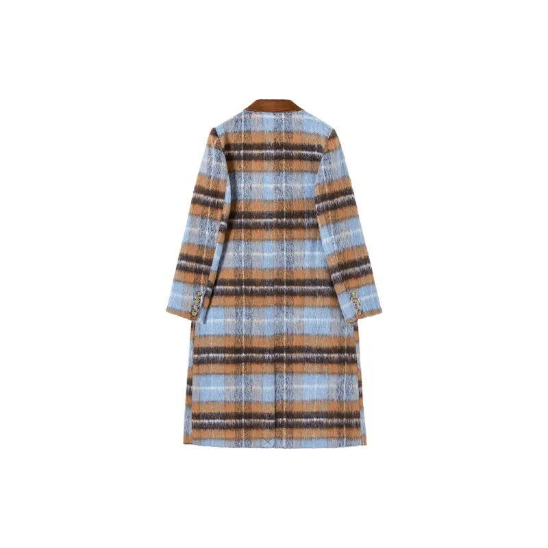 TOUCH Coat Women's Blue Coffee Plaid-3
