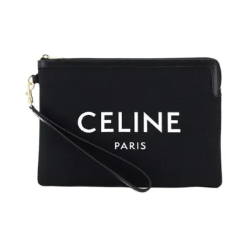 CELINE Canvas Handbags Clutches Women's Black