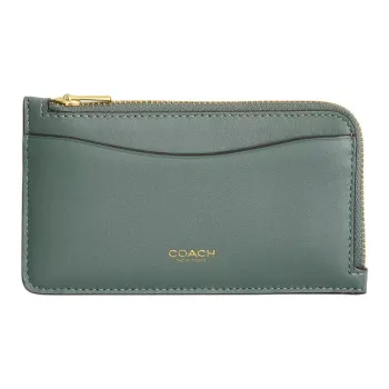 COACH Calfskin Card Holder Small Size Women's Sage