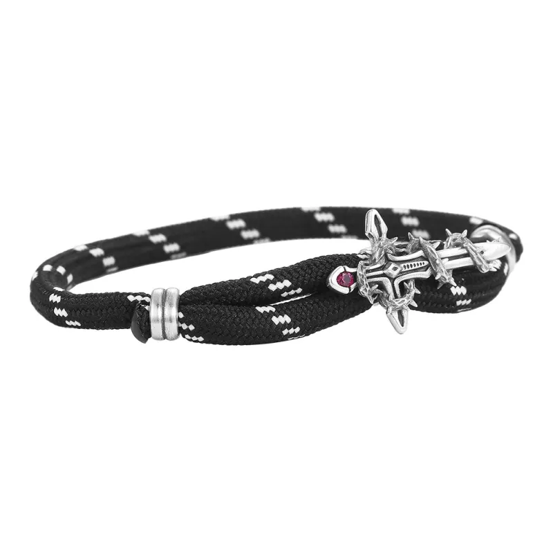 The Next Life 925 Sterling Silver Synthetic Cubic Zirconia Cotton Cord Bracelets Unisex-1
