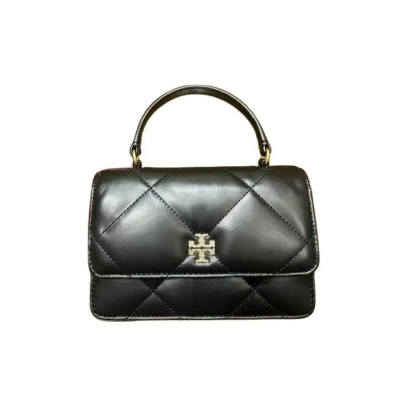 TORY BURCH Kira Diamond Quilt Mini Top Handle Chain Wallet Black-0