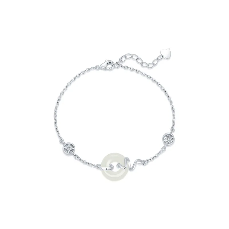 JINLIUFUJIXIANG Hetian Jade Bracelets White Jade/Pale Greenish White Jade Women's-0