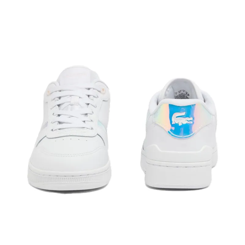 LACOSTE T-Clip Low-Top Skateboard Shoes Women's White Pink Blue-3
