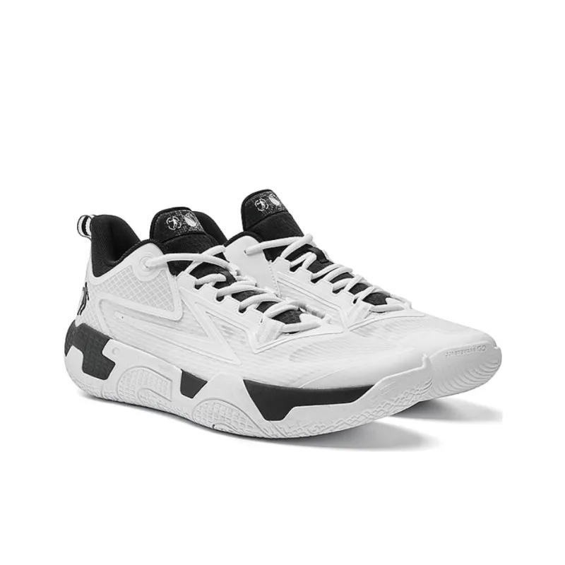 QIAODAN Cushioning Wear Resistant High Top Basketball Shoes Men's White Black-3