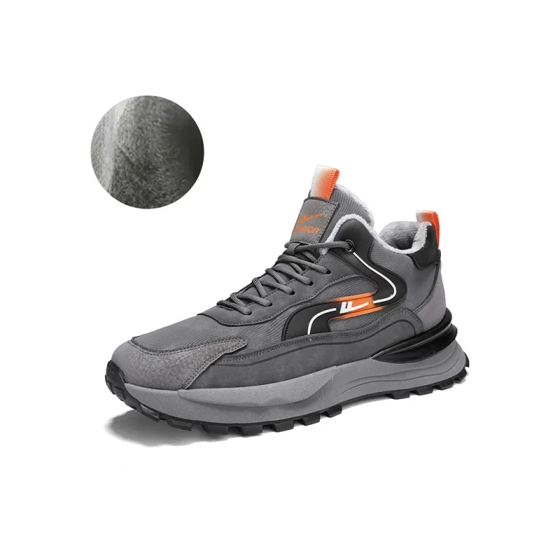 Warrior Cushioning Height Increasing Thermal High Top Casual Shoes Men's Gray Black-1