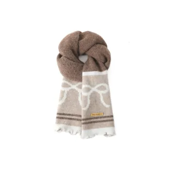 FREE RABBITⅡ Fall And Winter Ambiance Enhancing Warm Versatile Stripes Lace Trim Scarf Unisex