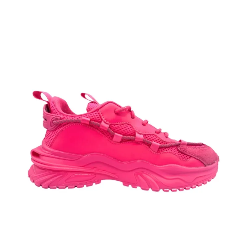 QIANJIN Cushioning, Slip Resistant, Coverage, Height Increasing Low Top Chunky Sneakers Unisex Rose Red-1