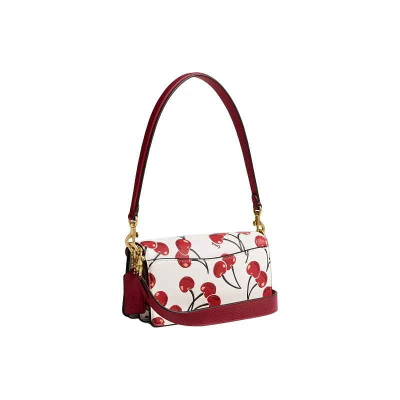 COACH Tabby Leather Portable Crossbody Bag, Shoulder Bag Small Size Women's White & Red-1