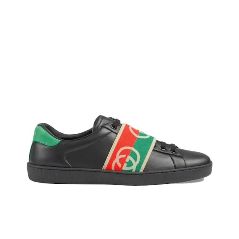 GUCCI ACE Low Top Skateboard Shoes Men's Black-1