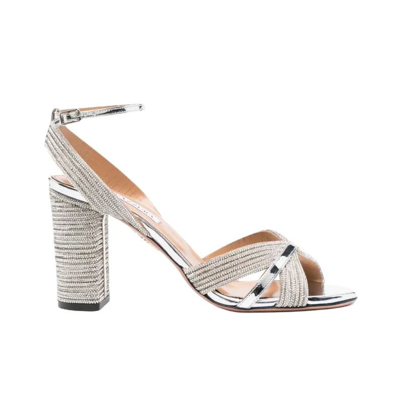 AQUAZZURA Sundance Strap Sandals 8.5cm Women's Silver-1