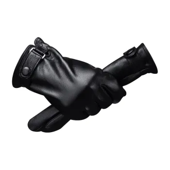 Cheekkiss Sheepskin Top Grain Sheepskin Gloves Men's Black