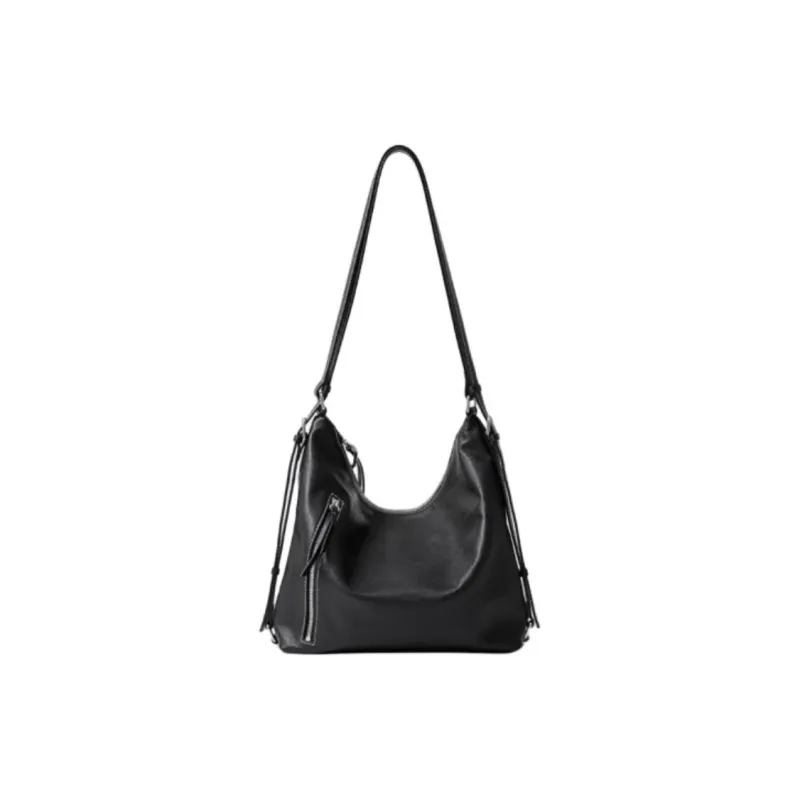 FION Cow Leather Tote Bag Shopping Bag Handbag Shoulder Bag Large Size Women's Classic Black-3