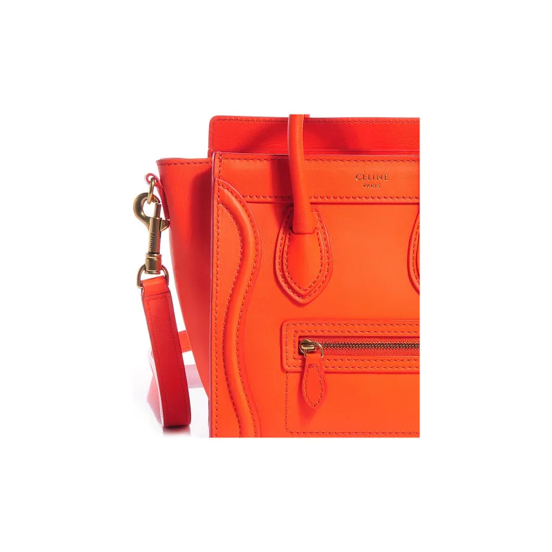 CELINE Luggage Cow Leather Handbags Shoulder Bag Crossbody Bag Regular Women's Orange Red-1