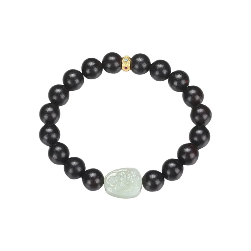 Cuiya Golden Building Bracelets Pale Greenish White Jade Unisex-12