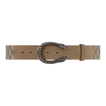 GUCCI Genuine Leather Leather Belts Women's Brown Width: 4cm