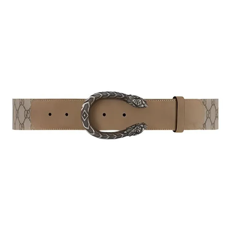 GUCCI Genuine Leather Leather Belts Women's Brown Width: 4cm-0