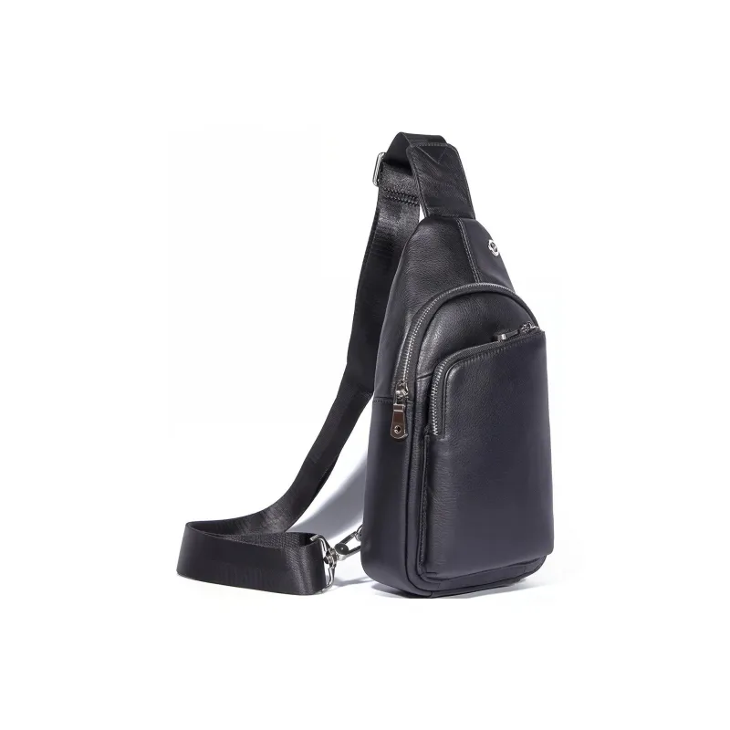 DOSRFINI Top Grain Cow Leather Sling Bag Regular Men's Black/Coffee-8