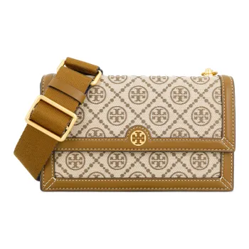 TORY BURCH T Monogram Jacquard Fabric With Leather Trunk Bag Box Bag Shoulder Bag Crossbody Bag Mini Women's Brown